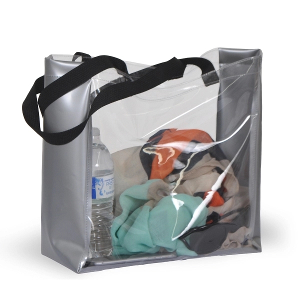 Clear vinyl tote bag with patent vinyl body.... from ASI 66230 Landes Inc