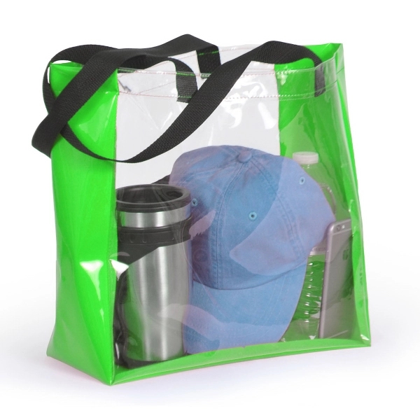 Clear vinyl tote bag with patent vinyl body.... from ASI 66230 Landes Inc