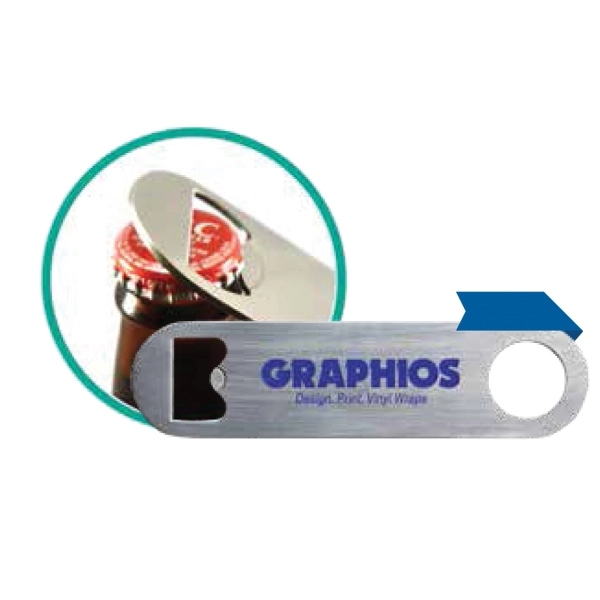 Stainless steel bottle opener with a hole at the end for... from ASI 52840 Evans Manufacturing