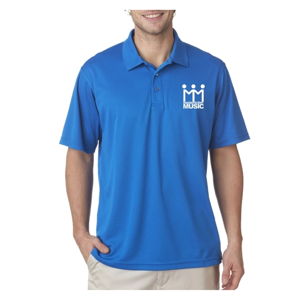UltraClub® 4.4 oz. men's polo shirt made from 100% polyester, featuring... from ASI 39552 BEL Promo