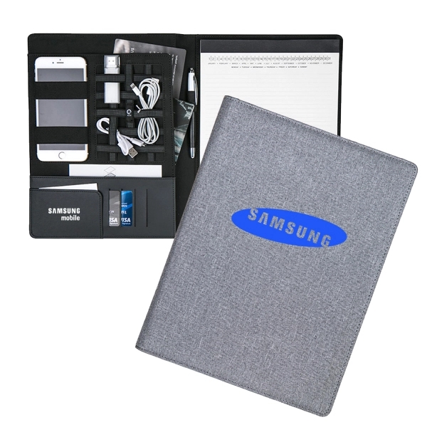 Linen cover tech accessory organizer portfolio notebook.... from ASI 31517 Admart Products / Admart Line