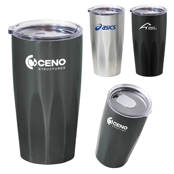 20 ounce, vacuum insulated stainless steel tumbler with geometric grip and... from ASI 88060 Snugz/USA Inc / Sweda®