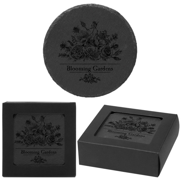 3 1/2" natural slate coaster set of 4 with feet to... from ASI 62190 Illini