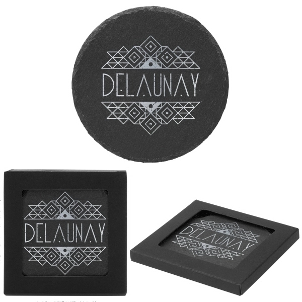 Natural slate coaster that includes feet to protect furniture.... from ASI 62190 Illini
