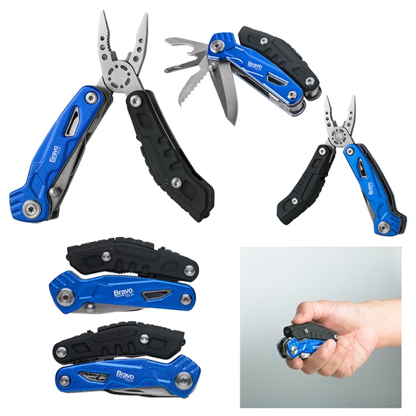4" x 4 1/4" 9-in-1 stainless steel and anodized aluminum multi-tool... from ASI 88060 Snugz/USA Inc / Sweda®