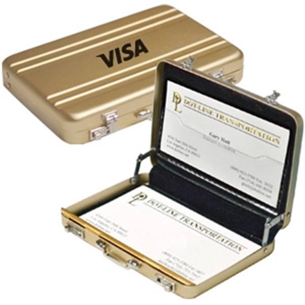 Aluminum suitcase shape business card holder.... from ASI 40544 Binaco / Binaline