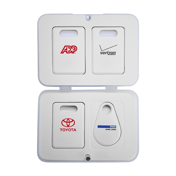 Four-pack of white alarms that help locate lost phones or keys... from ASI 63776 KTI Networks Inc / KTI Promo