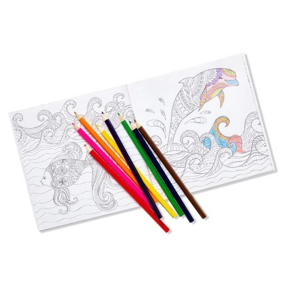 Adult coloring book with 24 coloring pages and 8 wooden, pre-sharpened... from ASI 63549 Jornik Manufacturing Corp / Jornik
