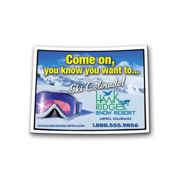 2.47" x 3.31" Colorado state-shaped magnet with a four color imprint... from ASI 68507 The Magnet Group / Magnet LLC™