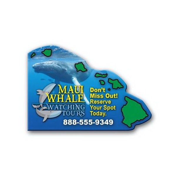 2.44" x 3.5" Hawaii state-shaped magnet with a four color imprint... from ASI 68507 The Magnet Group / Magnet LLC™