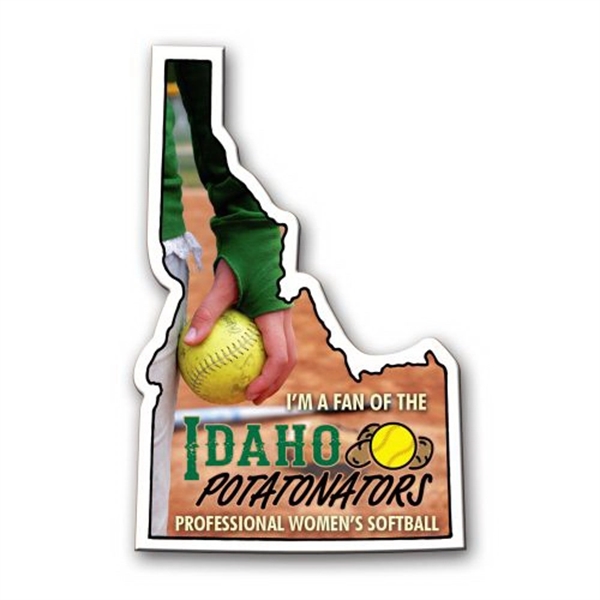 3.81" x 2.5" Idaho state-shaped magnet with a four color imprint... from ASI 68507 The Magnet Group / Magnet LLC™