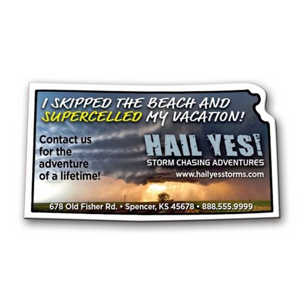 2.06" x 3.78" Kansas state-shaped magnet with a four color imprint... from ASI 68507 The Magnet Group / Magnet LLC™