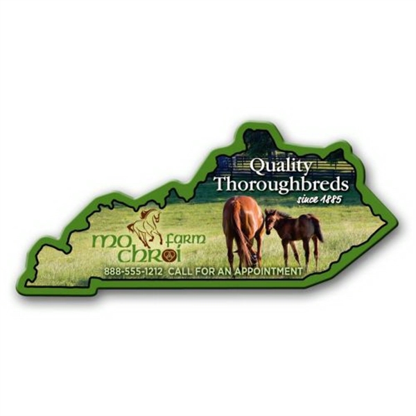 1.91" x 4.13" Kentucky state-shaped magnet with a four color imprint... from ASI 68507 The Magnet Group / Magnet LLC™
