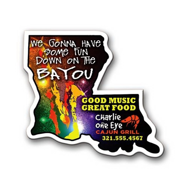 2.72" x 3" Louisiana state-shaped magnet with a four color imprint... from ASI 68507 The Magnet Group / Magnet LLC™