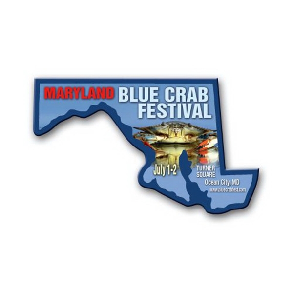 2.34" x 3.88" Maryland state-shaped magnet with a four color imprint... from ASI 68507 The Magnet Group / Magnet LLC™