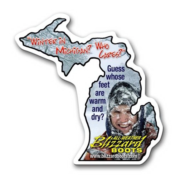 3.41" x 3.44" Michigan state-shaped magnet with a four color imprint... from ASI 68507 The Magnet Group / Magnet LLC™