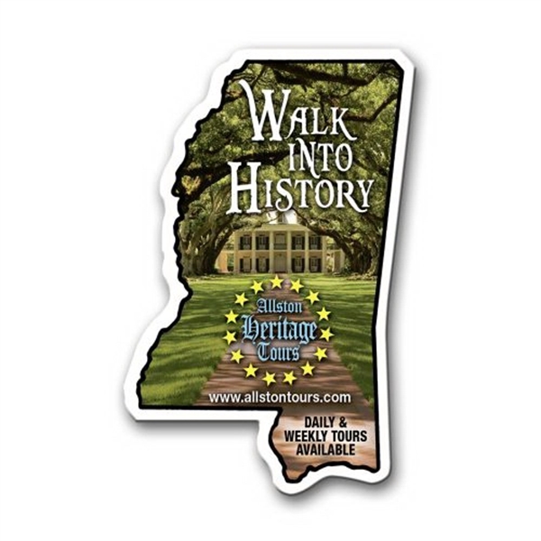 3.63" x 2.38" Mississippi state-shaped magnet with a four color imprint... from ASI 68507 The Magnet Group / Magnet LLC™