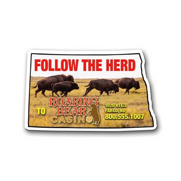 2.28" x 3.66" North Dakota state-shaped magnet with a four color... from ASI 68507 The Magnet Group / Magnet LLC™