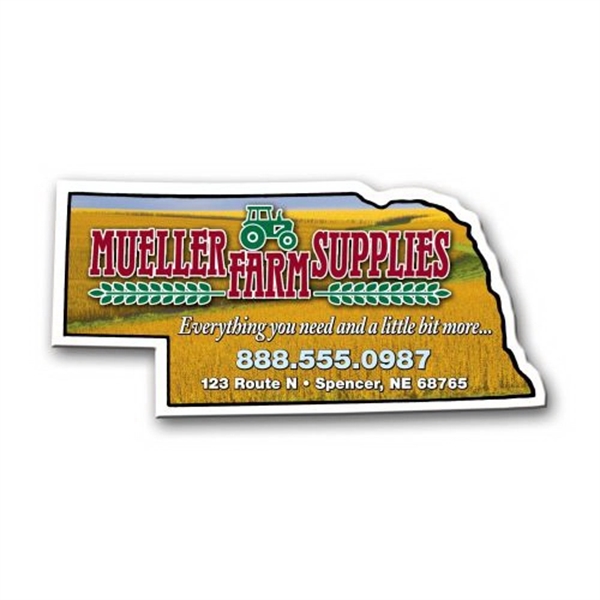 2" x 4.13" Nebraska state-shaped magnet with a four color imprint... from ASI 68507 The Magnet Group / Magnet LLC™