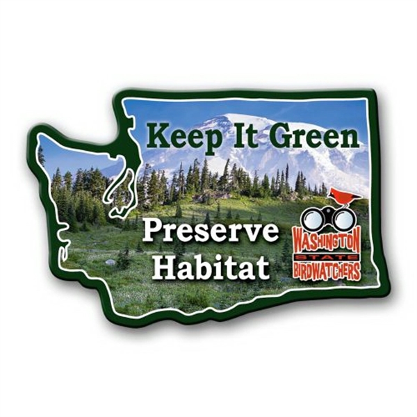 2.31" x 3.5" Washington state-shaped magnet with a four color imprint... from ASI 68507 The Magnet Group / Magnet LLC™