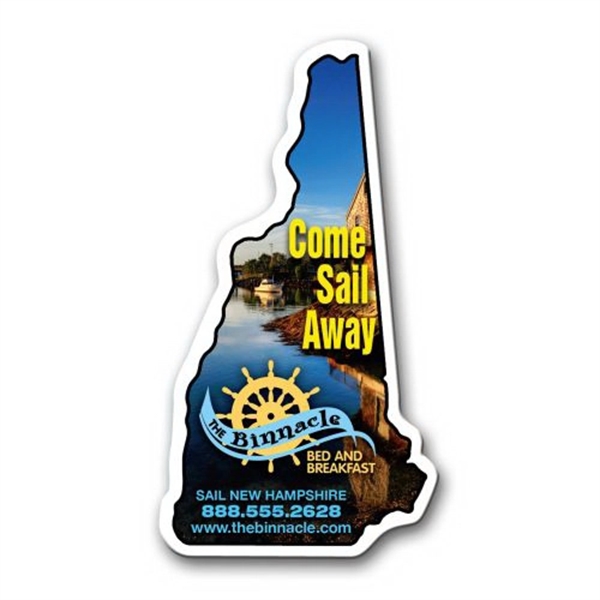 3.81" x 2.06" New Hampshire state-shaped magnet with a four color... from ASI 68507 The Magnet Group / Magnet LLC™