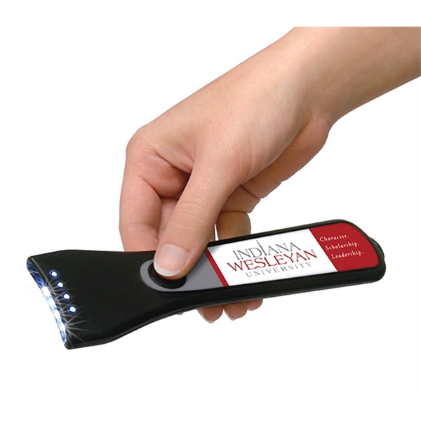 Flat flashlight in plastic body featuring 4 LED bulbs and magnetic... from ASI 39850 The Bentcil Company / Bentcils™ LogoLights by Bentcil