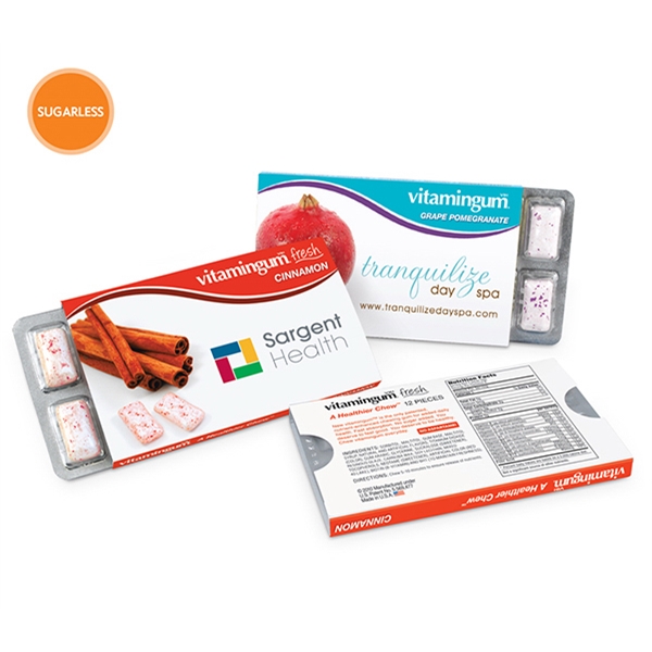 Twelve pieces of nutrient enhanced vitamin chewing gum, full color printed... from ASI 39850 The Bentcil Company / Bentcils (TM)