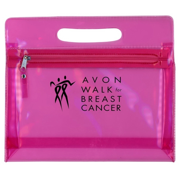 Translucent cosmetic case with handle and zipper closure.... from ASI 83770 Royal Industries / The Royal Line