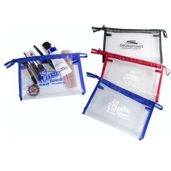 Cosmetic bag in crystal clear stitched to colorful ribbon trim and... from ASI 83770 Royal Industries / Waldor