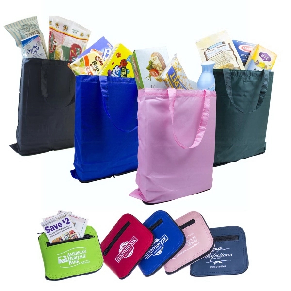 Folding shopping bag in a slim vinyl zip case.... from ASI 83770 Royal Industries / Waldor
