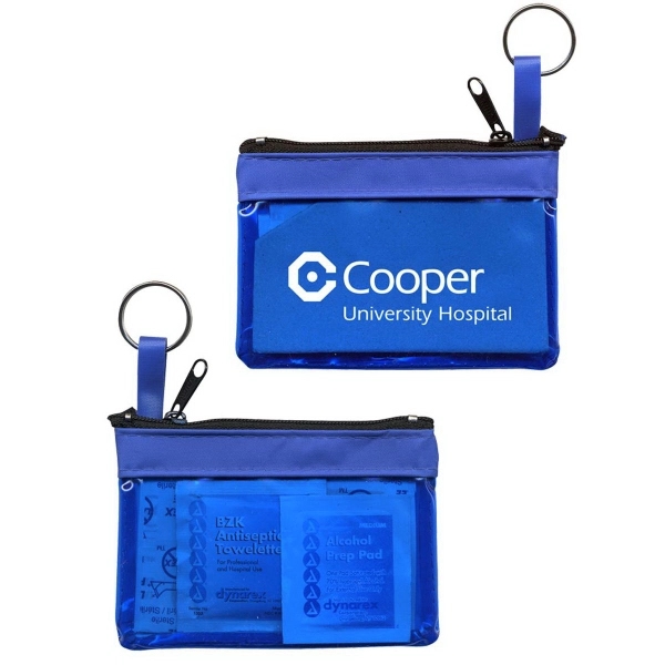 Key ring zippered first aid pouch in translucent vinyl colors.... from ASI 83770 Royal Industries / The Royal Line