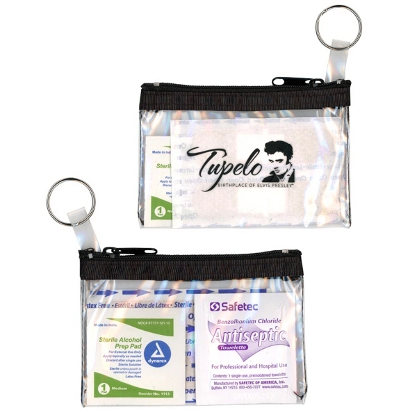 Key ring zippered first aid pouch in translucent vinyl colors.... from ASI 83770 Royal Industries / The Royal Line