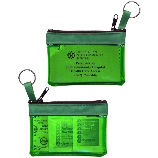 Key ring zippered first aid pouch in translucent vinyl colors.... from ASI 83770 Royal Industries / The Royal Line
