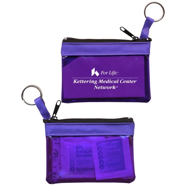 Key ring zippered first aid pouch in translucent vinyl colors.... from ASI 83770 Royal Industries / The Royal Line