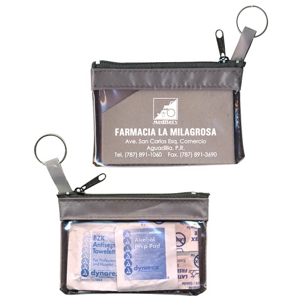 Key ring zippered first aid pouch in translucent vinyl colors.... from ASI 83770 Royal Industries / The Royal Line