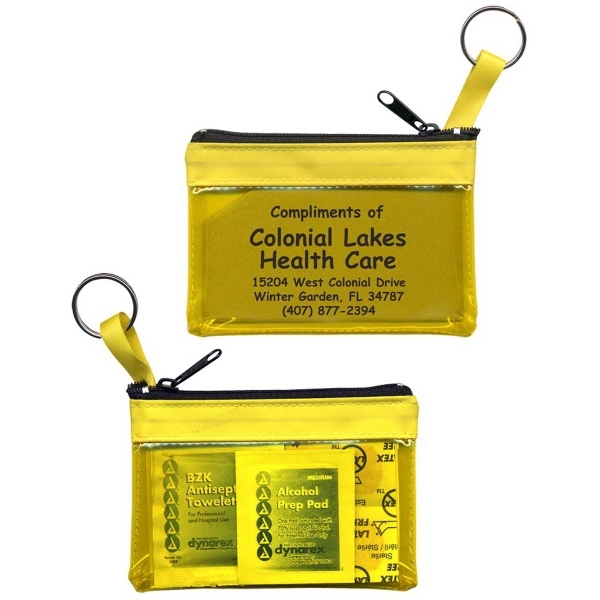 Key ring zippered first aid pouch in translucent vinyl colors.... from ASI 83770 Royal Industries / The Royal Line