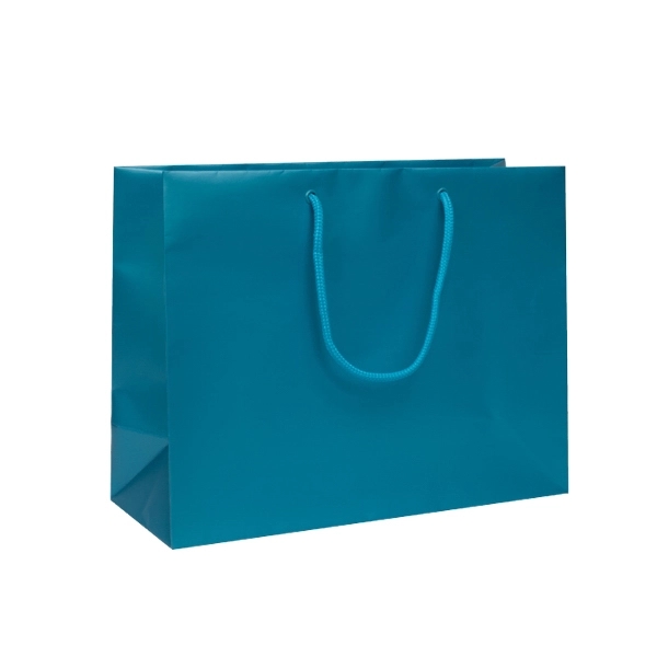 Matte Laminated color laminate bag with macrame handles. 13" x 5"... from ASI 92480 Uniflex / U F