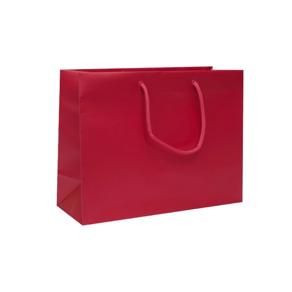 Matte Laminated color laminate bag with macrame handles. 13" x 5"... from ASI 92480 Uniflex / U F