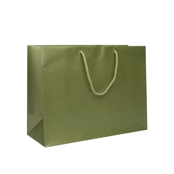 Matte Laminated color laminate bag with macrame handles. 16" x 6"... from ASI 92480 Uniflex / U F