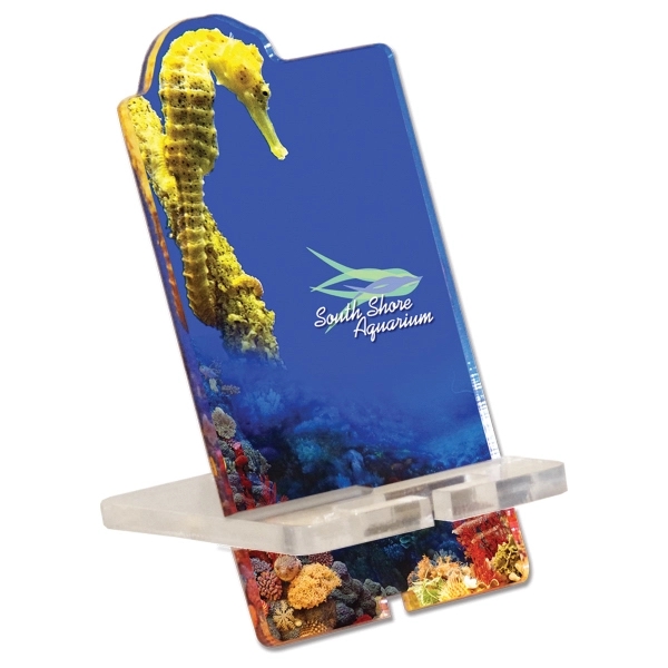 Acrylic smart phone desk stand with full color digital print.... from ASI 72521 Morris Magnets / Laser Cuts