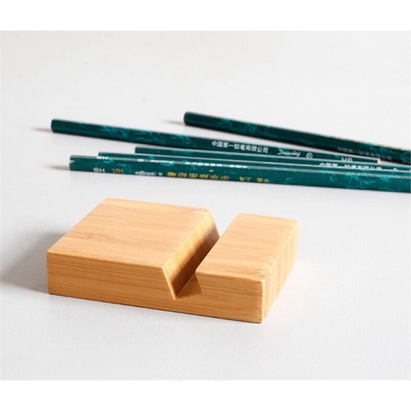 Angled bamboo tablet and phone stand.... from ASI 72657 Active Life Promo / Ingrain Promo