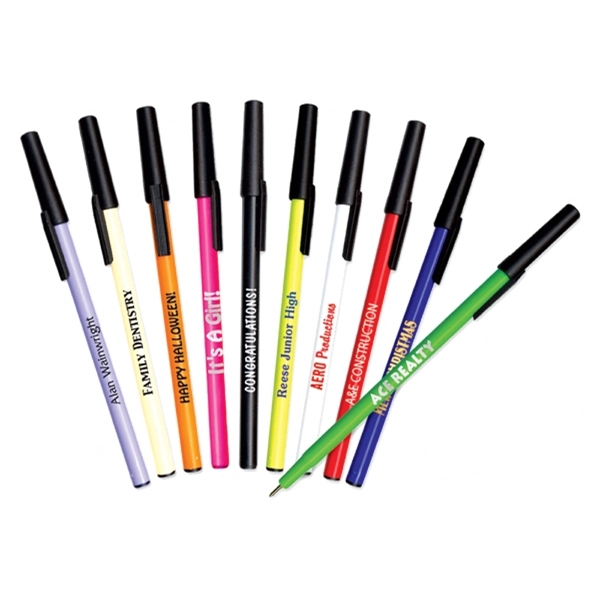 These colorful stick pens are available in small and large quantities... from ASI 39850 The Bentcil Company / Bentcils™