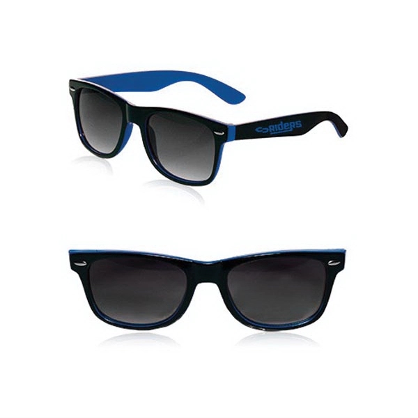 Adult-sized plastic sunglasses with UV ray protection in several two-tone colors.... from ASI 39552 BEL Promo