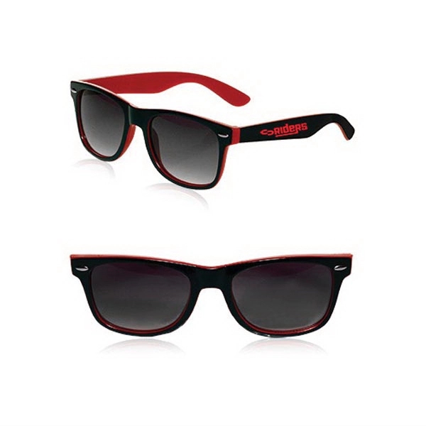 Adult-sized plastic sunglasses with UV ray protection in several two-tone colors.... from ASI 39552 BEL Promo