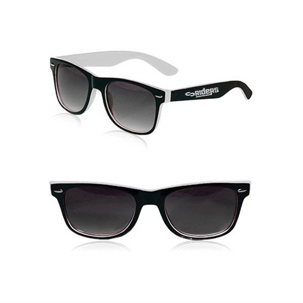 Adult-sized plastic sunglasses with UV ray protection in several two-tone colors.... from ASI 39552 BEL Promo