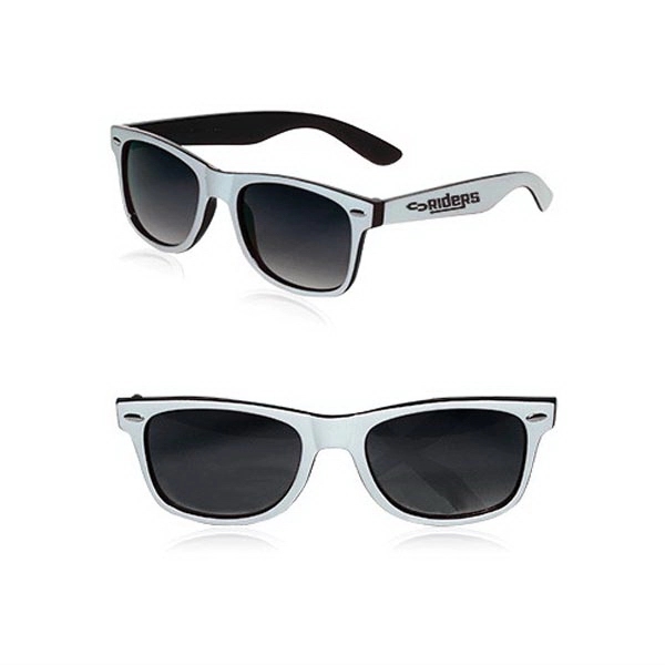 Adult-sized plastic sunglasses with UV ray protection in several two-tone colors.... from ASI 39552 BEL Promo
