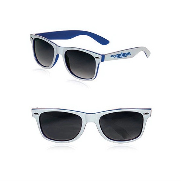 Adult-sized plastic sunglasses with UV ray protection in several two-tone colors.... from ASI 39552 BEL Promo