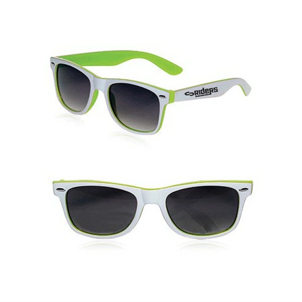 Adult-sized plastic sunglasses with UV ray protection in several two-tone colors.... from ASI 39552 BEL Promo