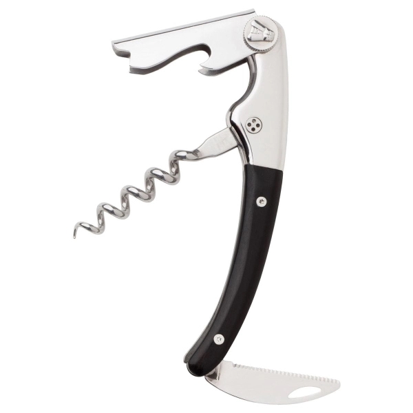 Waiter's corkscrew that features a genuine black horn handle, black leather... from ASI 55450 Franmara Inc