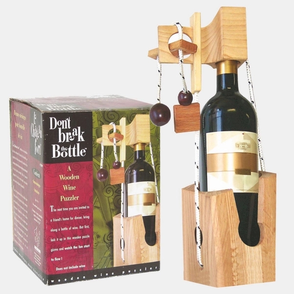 Wooden wine bottle puzzler, original edition. Three wooden pieces with red... from ASI 55450 Franmara Inc